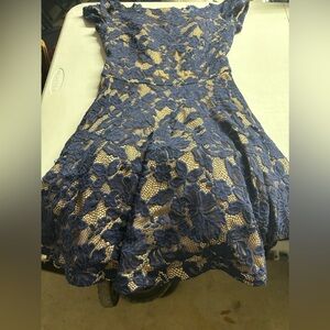 Kids floral dark blue formal dress